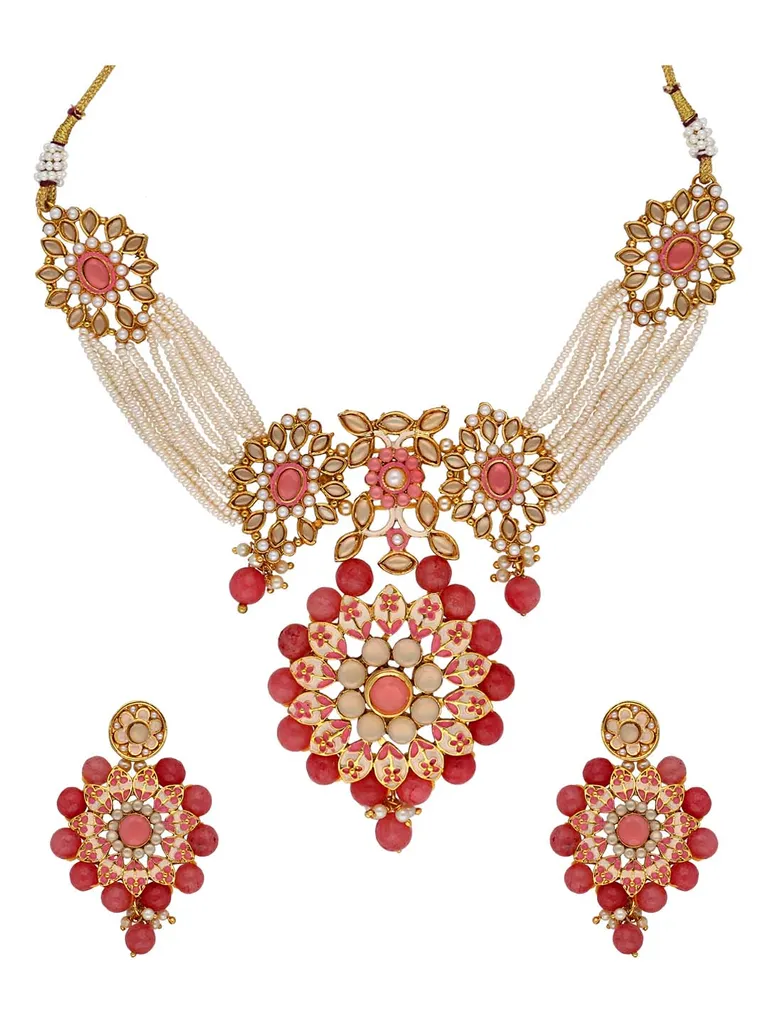 Meenakari Necklace Set in Gold finish - SRP109