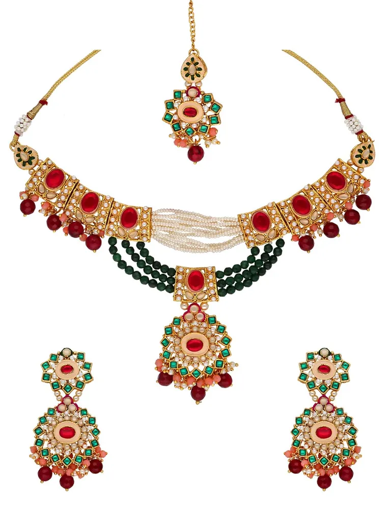 Meenakari Necklace Set in Gold finish - SRP105