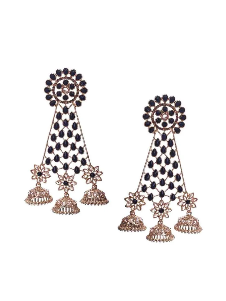 Reverse AD Jhumka Earrings in Oxidised Gold finish - CNB706