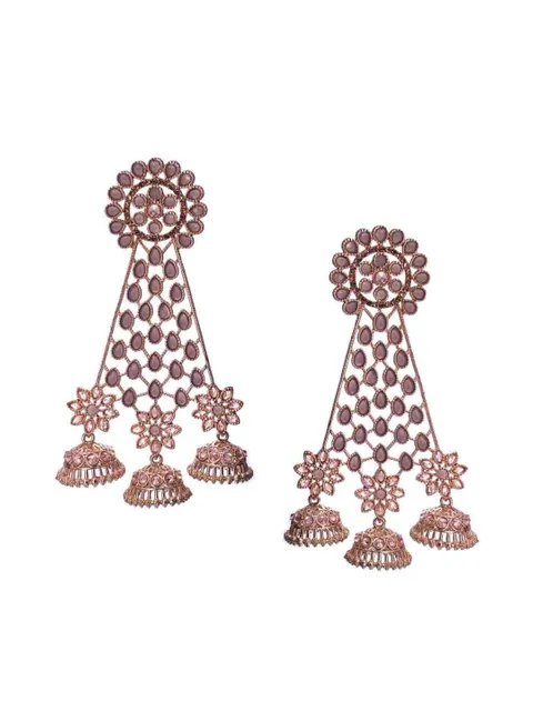 Reverse AD Jhumka Earrings in Oxidised Gold finish - CNB712