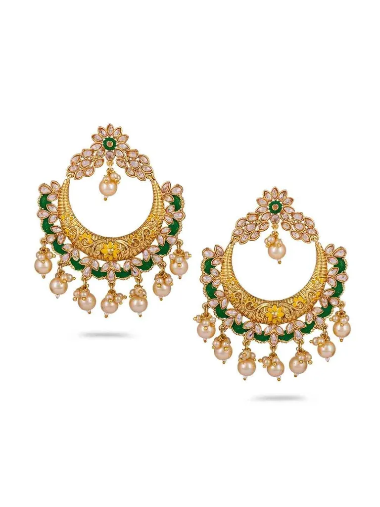 Reverse AD Chandbali Earrings in Gold finish - CNB744