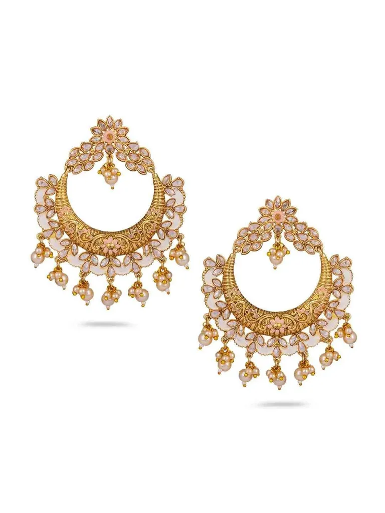 Reverse AD Chandbali Earrings in Gold finish - CNB745