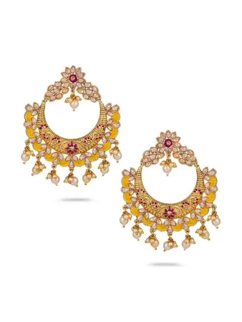 Reverse AD Chandbali Earrings in Gold finish - CNB748