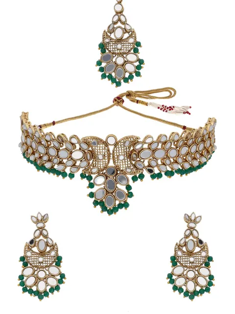 Mirror Choker Necklace Set in Gold finish - CNB17568