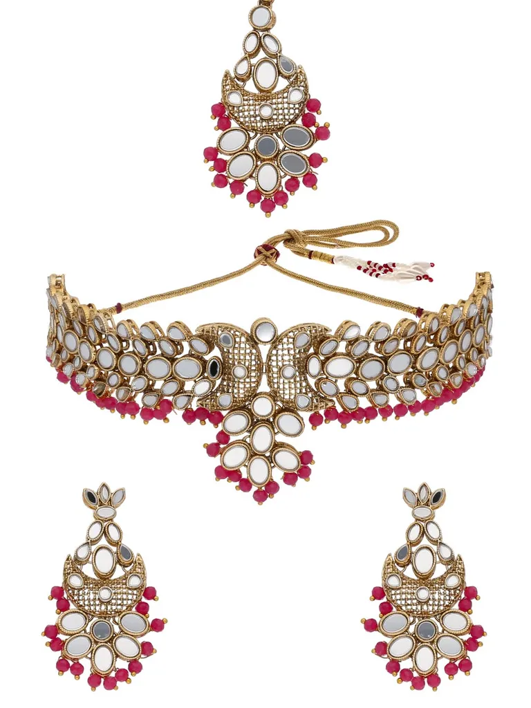 Mirror Choker Necklace Set in Gold finish - CNB17569