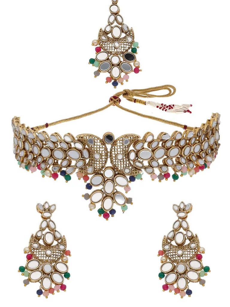 Mirror Choker Necklace Set in Gold finish - CNB17571