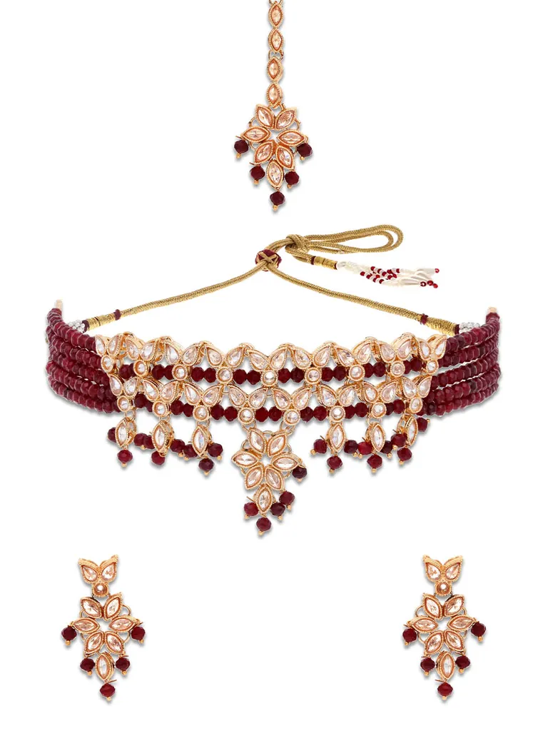 Reverse AD Choker Necklace Set in Rose Gold finish - CNB5120