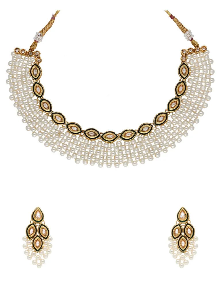 Pearls Necklace Set in Gold finish - CNB21218
