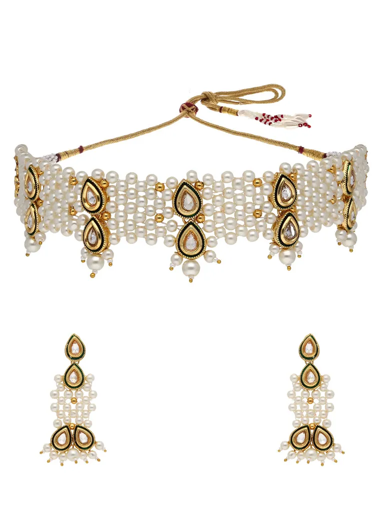 Pearls Choker Necklace Set in Gold finish - CNB21217
