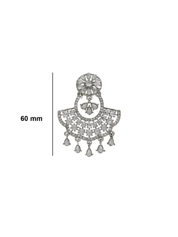Reverse AD Tikka Earring Set in Rhodium finish - CNB33347