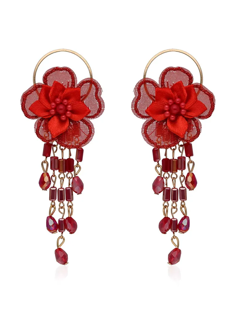 Floral Long Earrings in Gold finish - CNB33441