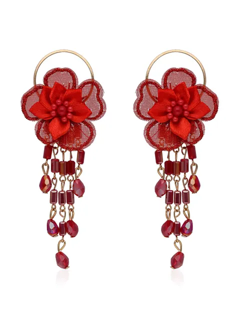 Floral Long Earrings in Gold finish - CNB33441