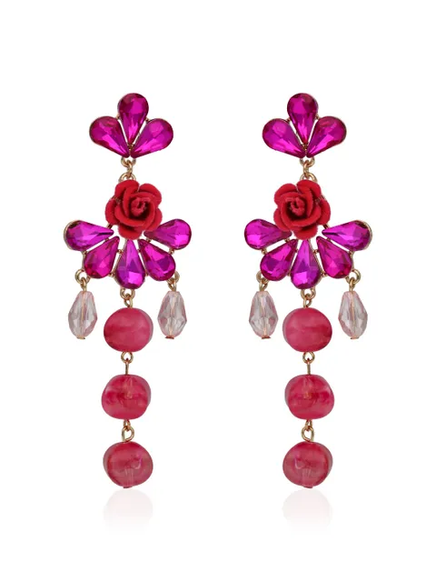 Floral Long Earrings in Gold finish - CNB33449