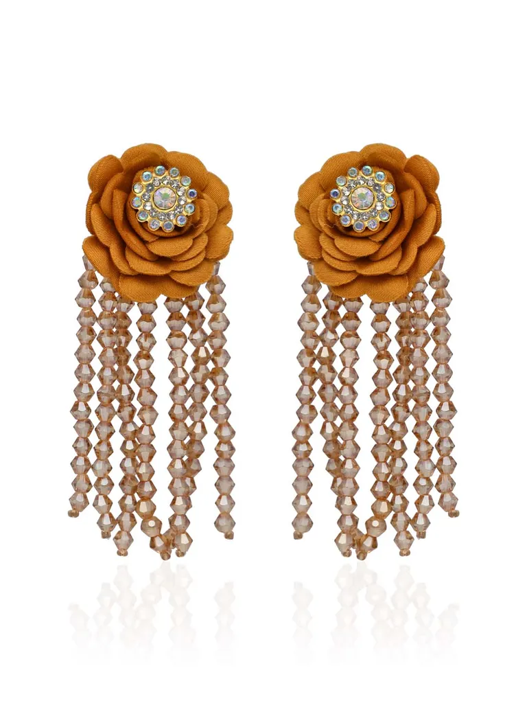 Floral Long Earrings in Gold finish - CNB33477