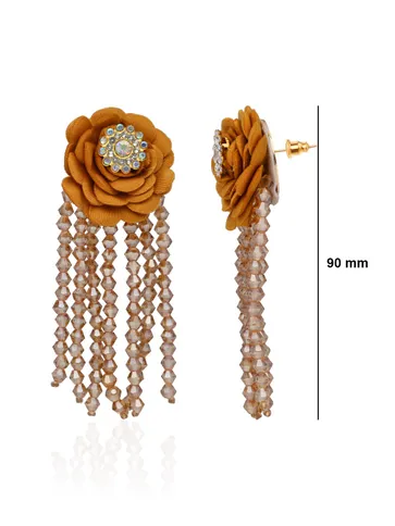 Floral Long Earrings in Gold finish - CNB33477