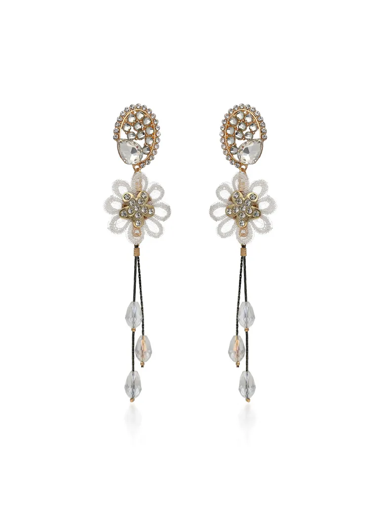Floral Long Earrings in Gold finish - CNB33519