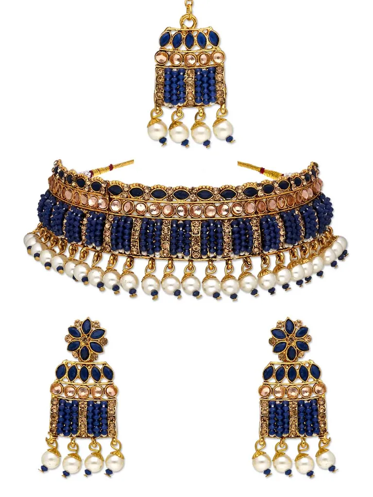 Traditional Choker Necklace Set in Gold finish - AVM3008