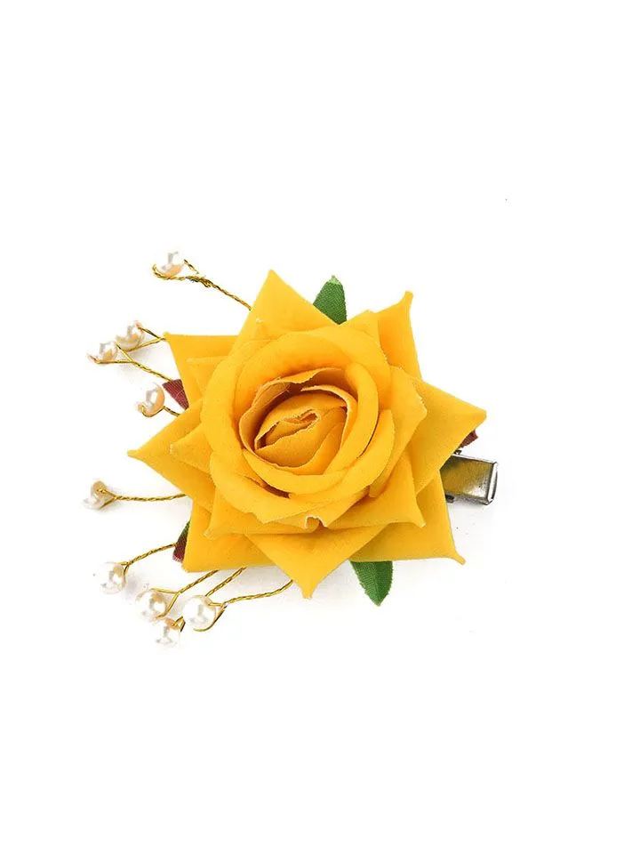 Floral / Flower Hair Clip in Yellow color - CNB15962