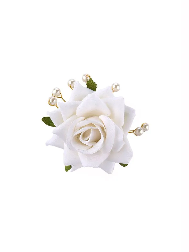 Floral / Flower U Pin in White color - CNB15970