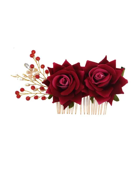 Floral / Flower Comb in Ruby color - CNB10086