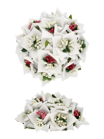 Floral / Flower Juda / Amboda in White color - RAJ222WH