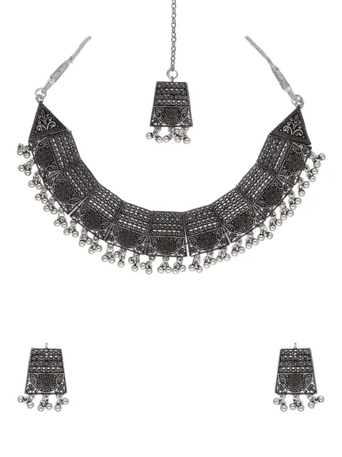 Necklace Set in Oxidised Silver finish - CNB33899