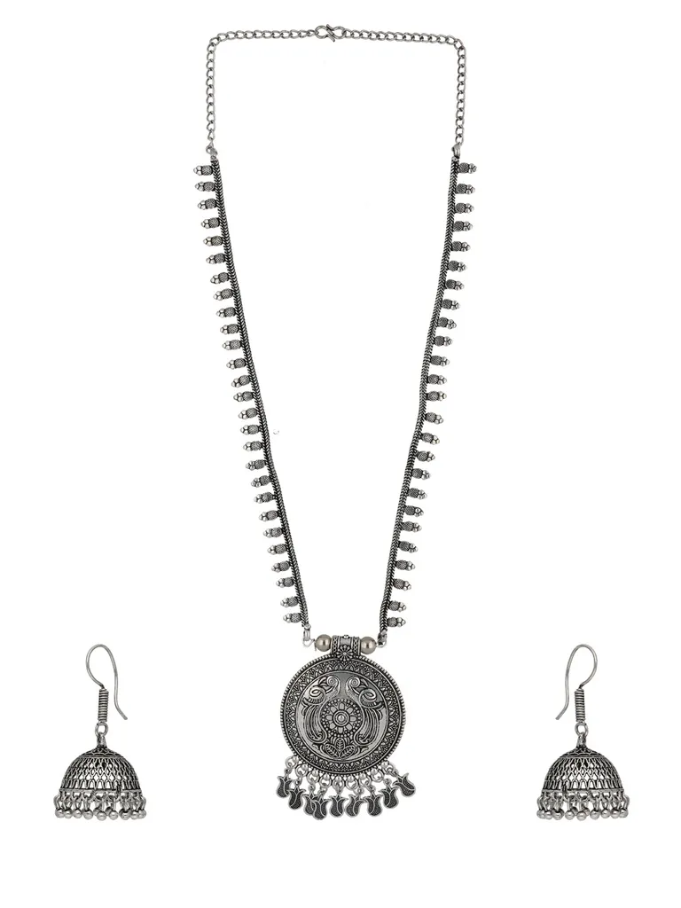 Long Necklace Set in Oxidised Silver finish - CNB33918