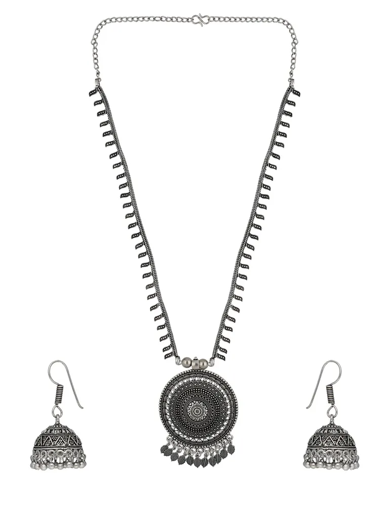 Long Necklace Set in Oxidised Silver finish - CNB33917