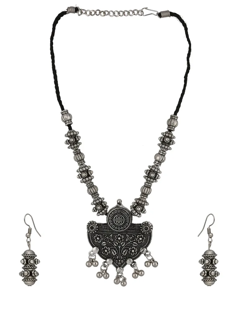 Long Necklace Set in Oxidised Silver finish - CNB33924