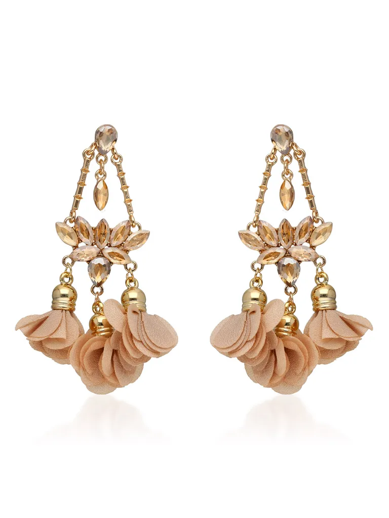 Floral Long Earrings in Gold finish - CNB33375