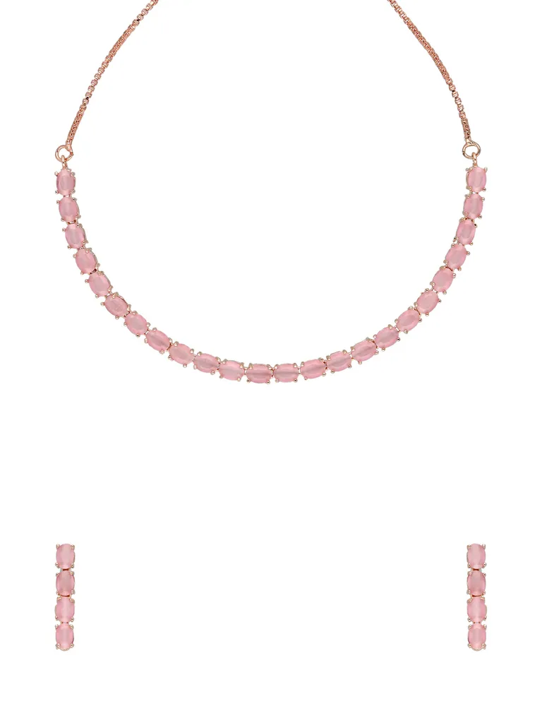 AD / CZ Necklace Set in Rose Gold finish - RCJ10069RG