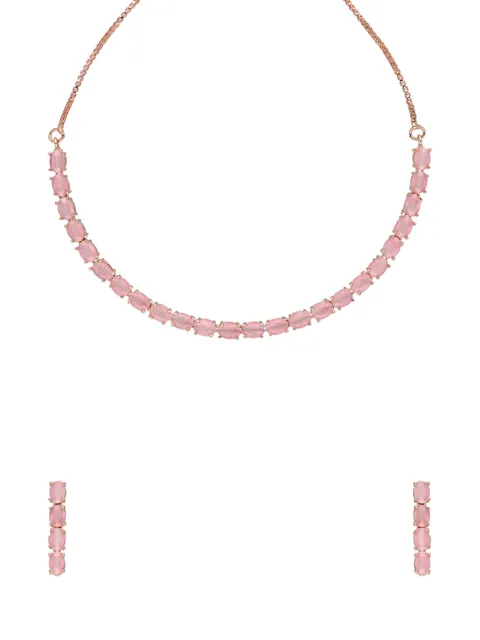 AD / CZ Necklace Set in Rose Gold finish - RCJ10069RG