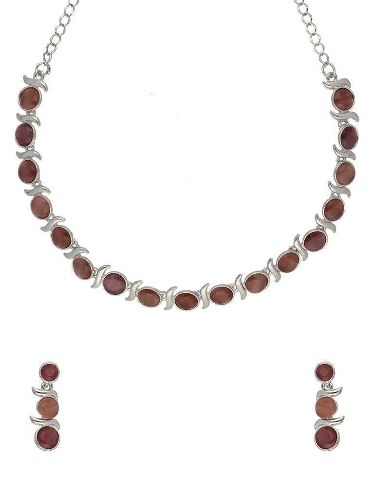 Stone Necklace Set in Rhodium finish - AKC71181