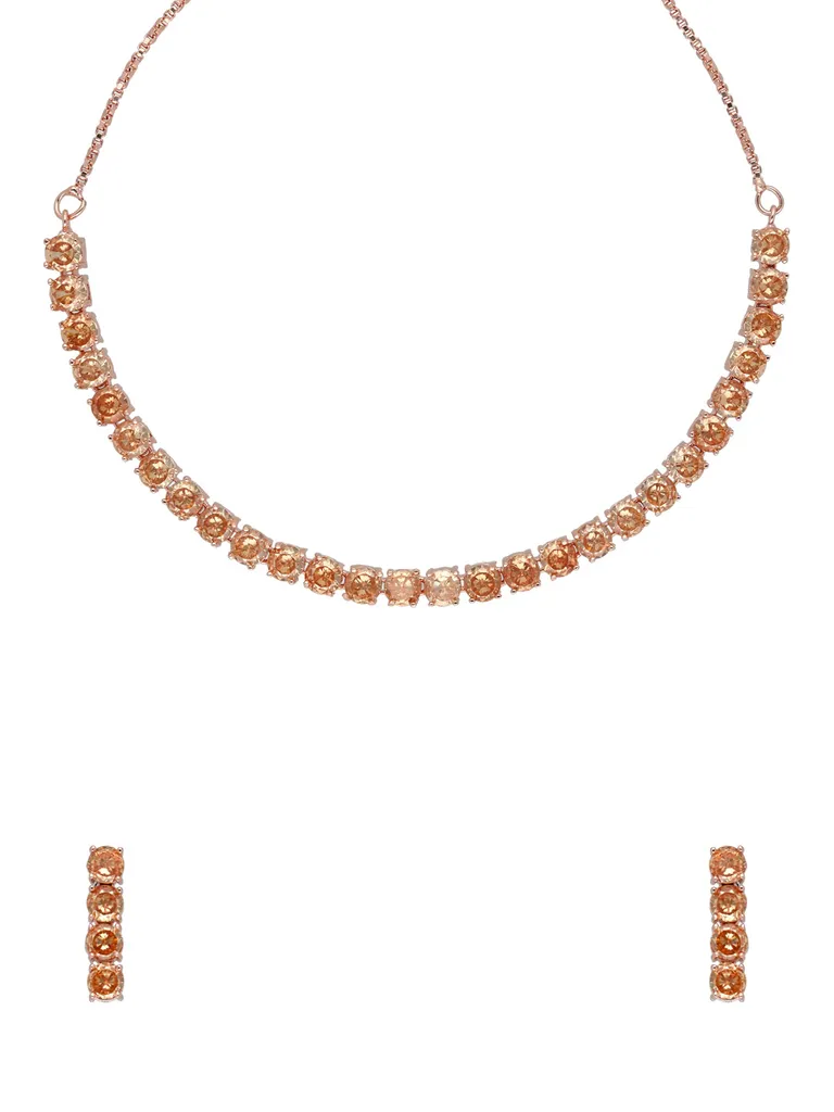 AD / CZ Necklace Set in Rose Gold finish - RCJ10071RG