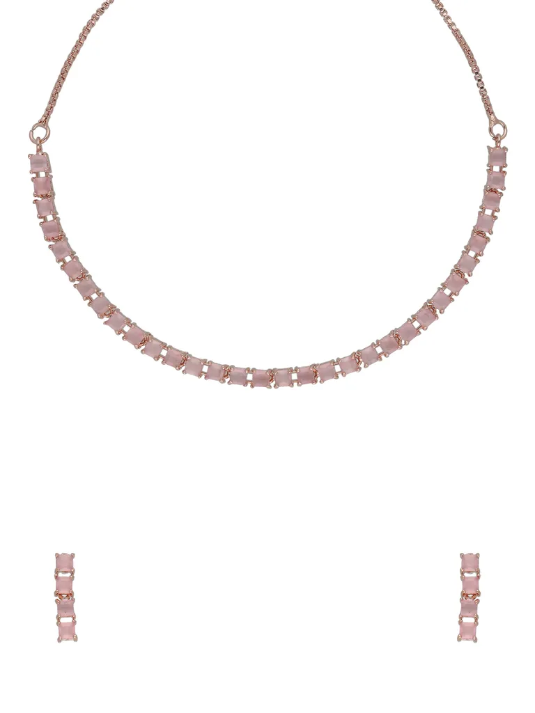 AD / CZ Necklace Set in Rose Gold finish - RCJ10072RG