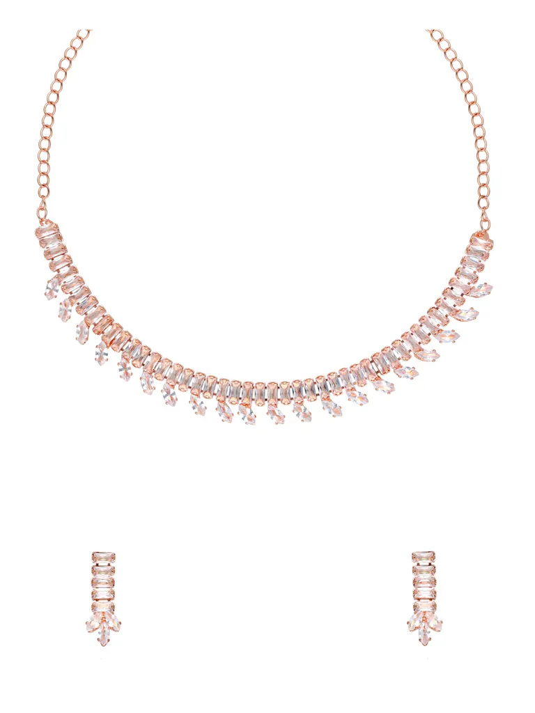 Stone Necklace Set in Rose Gold finish - CNB34812