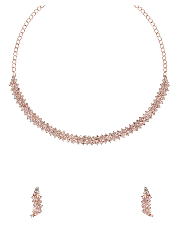 Stone Necklace Set in Rose Gold finish - CNB34818
