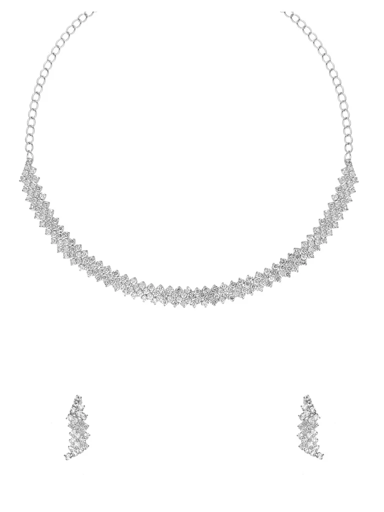Stone Necklace Set in Rhodium finish - CNB34819