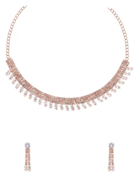 Stone Necklace Set in Rose Gold finish - CNB34824