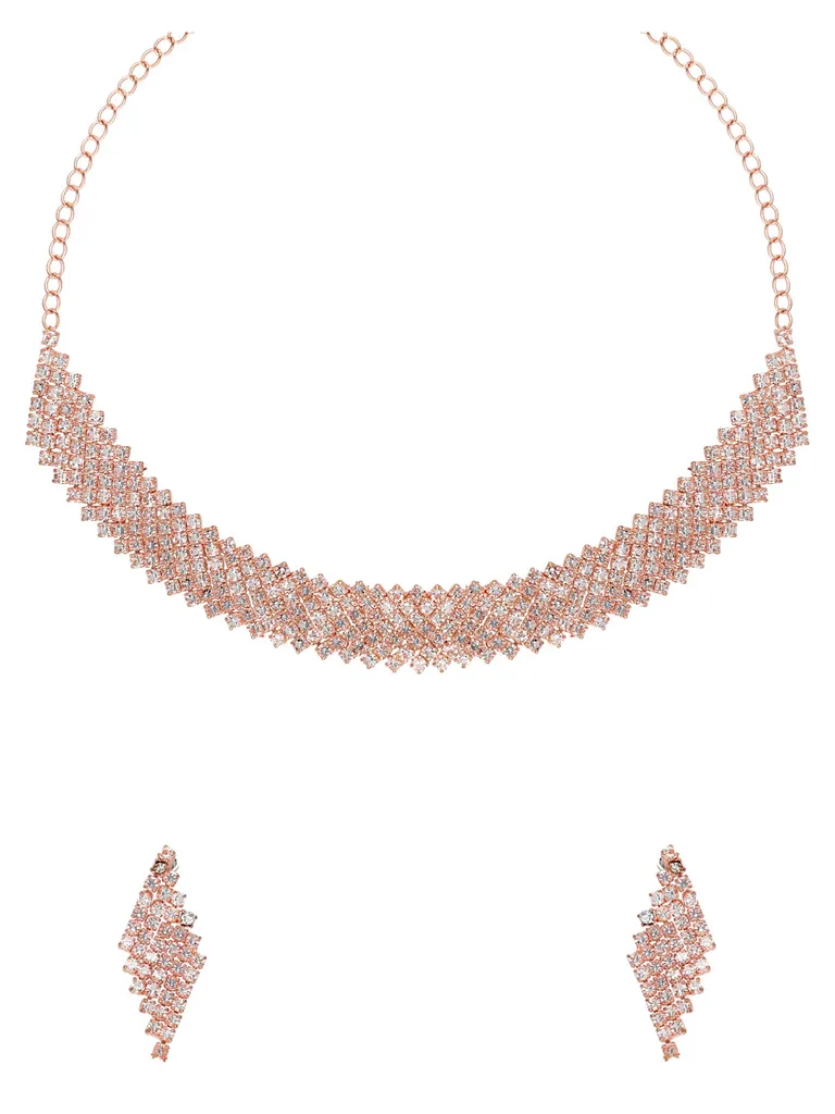 Stone Necklace Set in Rose Gold finish - CNB34830