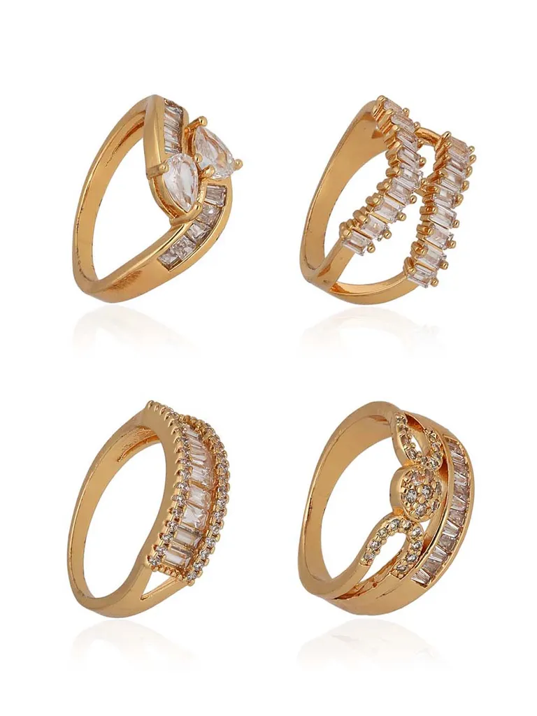 AD / CZ Finger Ring in Gold finish - A-10GO