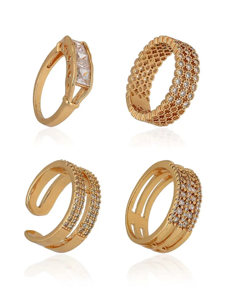 AD / CZ Finger Ring in Gold finish - A-12GO