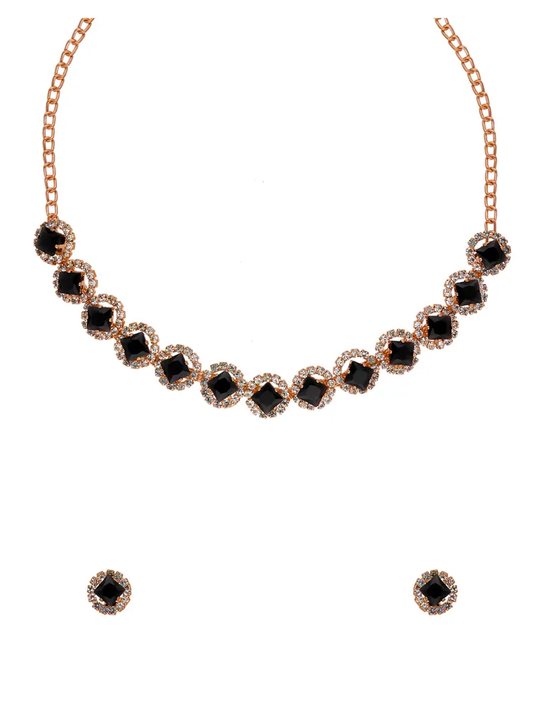 Stone Necklace Set in Rose Gold finish - CNB34925