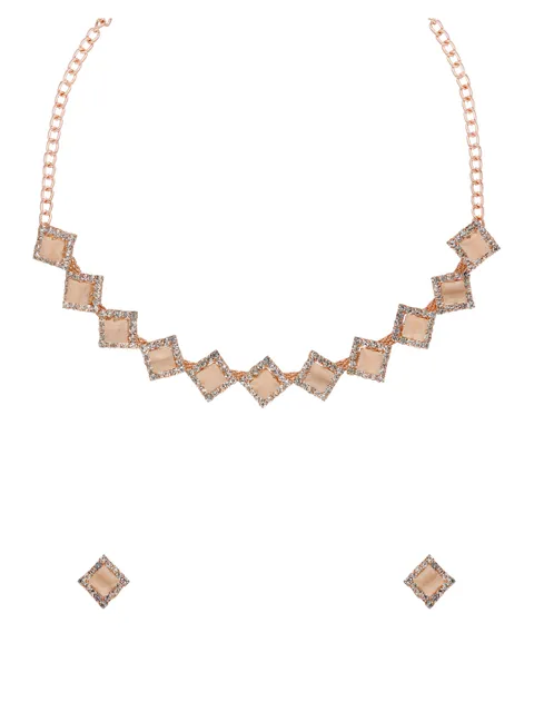 Stone Necklace Set in Rose Gold finish - CNB34944