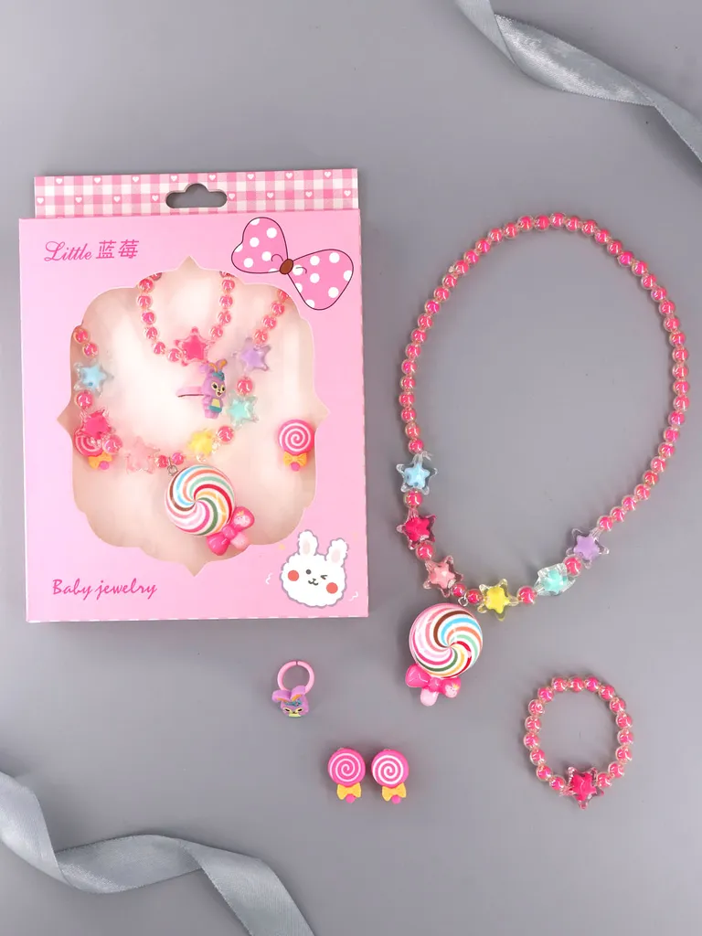 Kids Necklace Set with LED Flashing Pendant in Assorted color - CNB37719