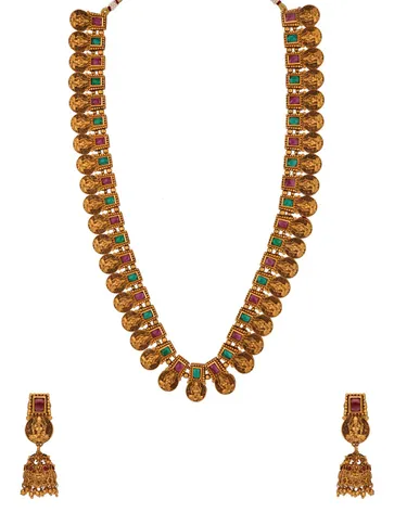 Temple Long Necklace Set in Gold finish - RNK52