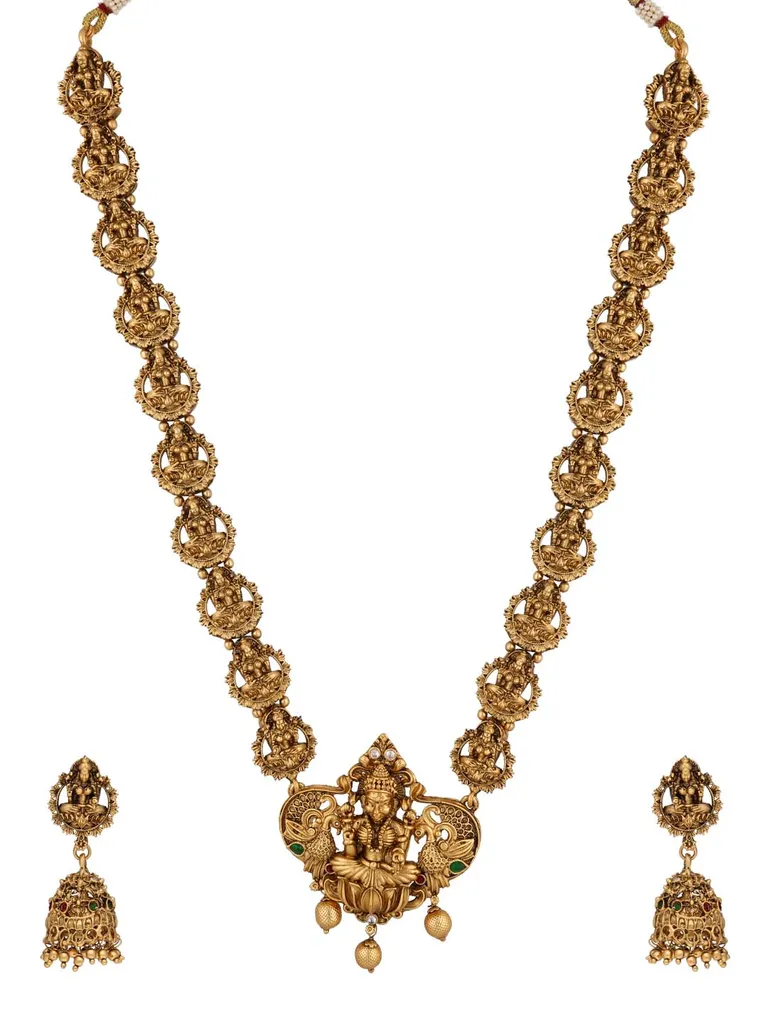 Temple Long Necklace Set in Rajwadi finish - RNK76