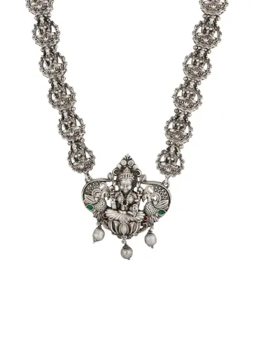 Temple Long Necklace Set in Oxidised Silver finish - RNK77