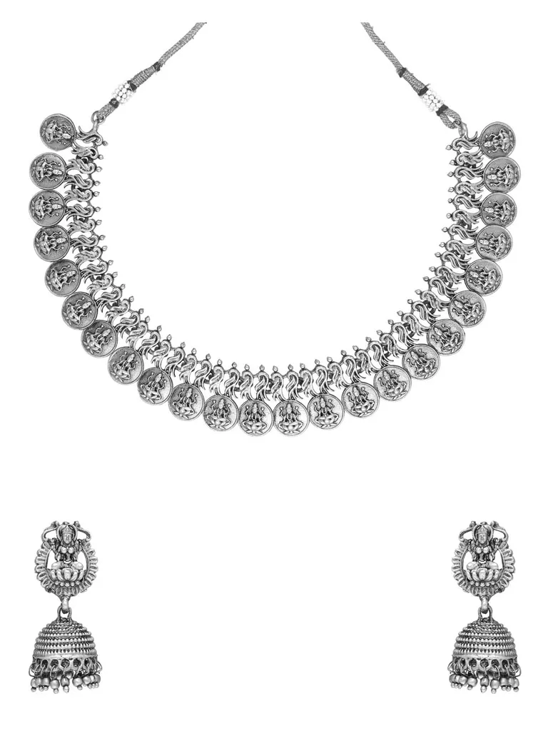 Temple Necklace Set in Oxidised Silver finish - RNK2
