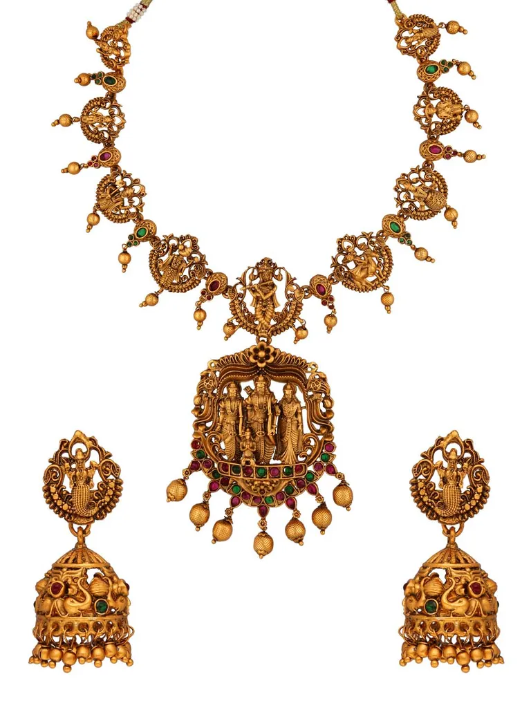 Temple Necklace Set in Gold finish - RNK30